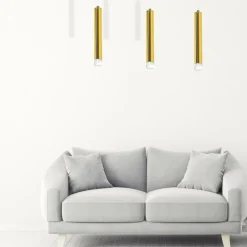 Sklep Kaja Lampa wisząca, trzy podłużne tuby, kolor złota ML5714 z serii GOLDIE | Kaja Oświ Best Sale