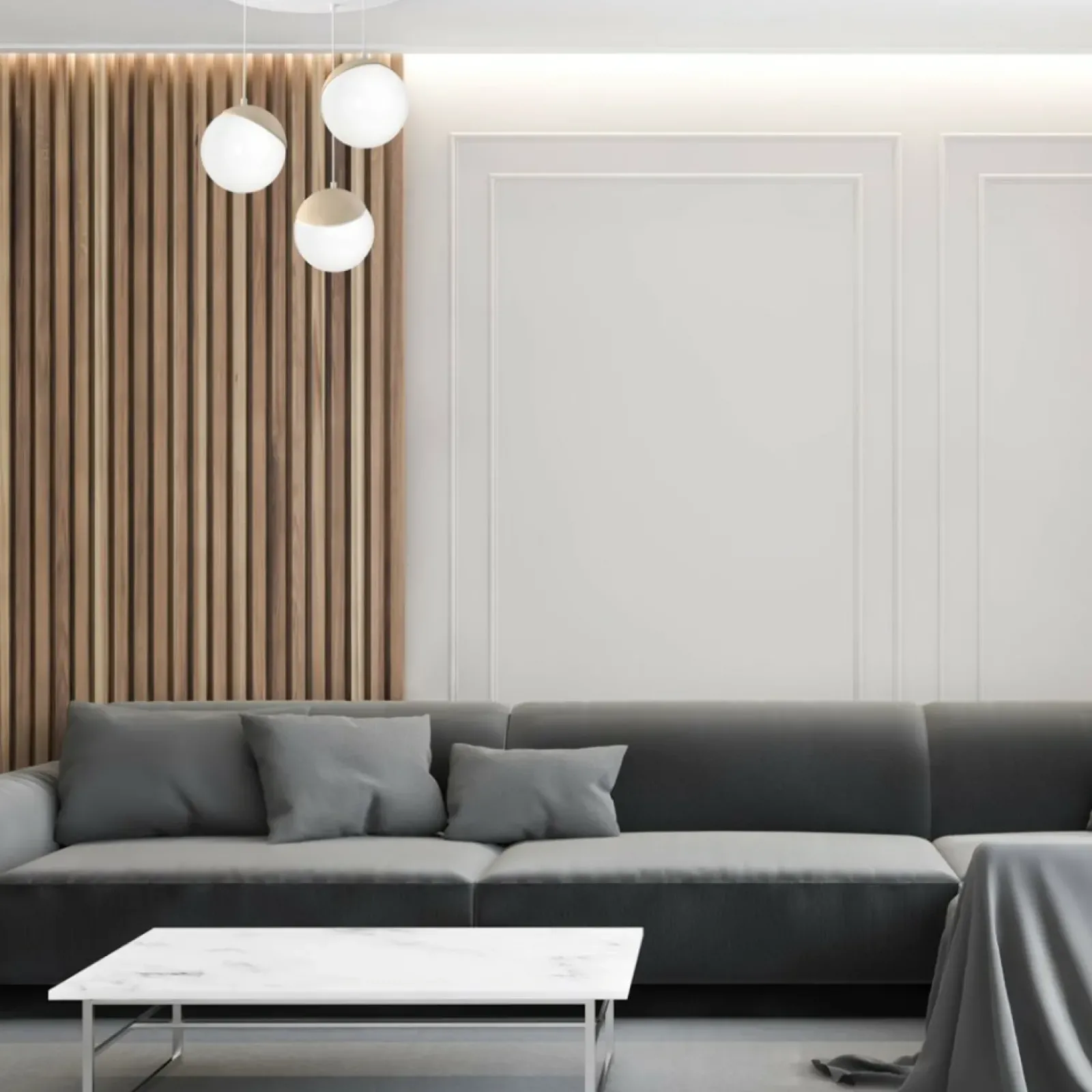 Sklep Kaja Lampa wisząca w białym kolorze, trzy klosze MLP5425 z serii SFERA WOOD | Kaja Oś Best Sale