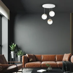 Sklep Kaja Lampa wisząca w białym kolorze, trzy klosze MLP5425 z serii SFERA WOOD | Kaja Oś Best Sale