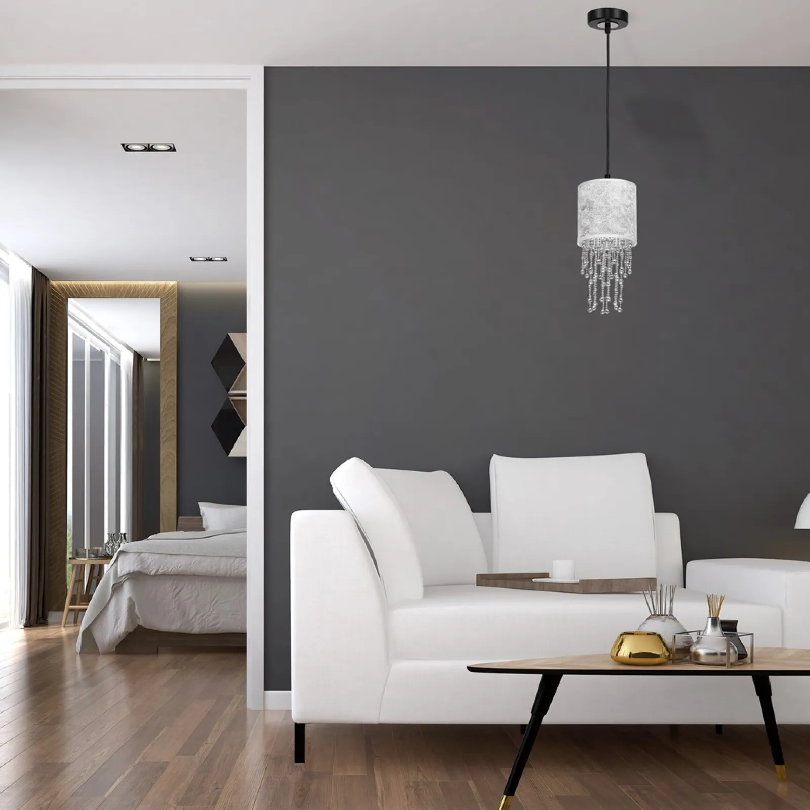 Sklep Kaja Lampa wisząca w stylu glamour, z kryształami MLP6434 z serii ALMERIA | Kaja Oświ* Żyrandole Z Abażurem