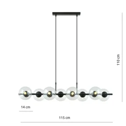 Sklep Kaja Lampa wisząca z 8 szklanymi kloszami nad stół 1206/8 z serii RORY czarny Cheap