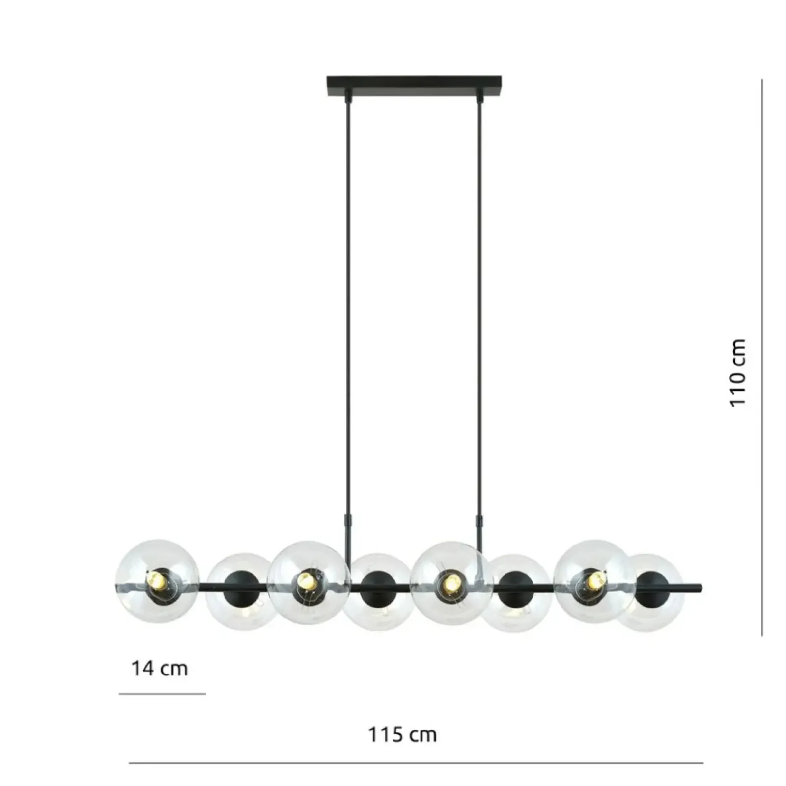 Sklep Kaja Lampa wisząca z 8 szklanymi kloszami nad stół 1206/8 z serii RORY czarny Cheap