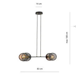 Sklep Kaja Lampa wisząca z ażurowymi osłonkami na żarówki 1146/2 PLAYA | Kaja czarny Store