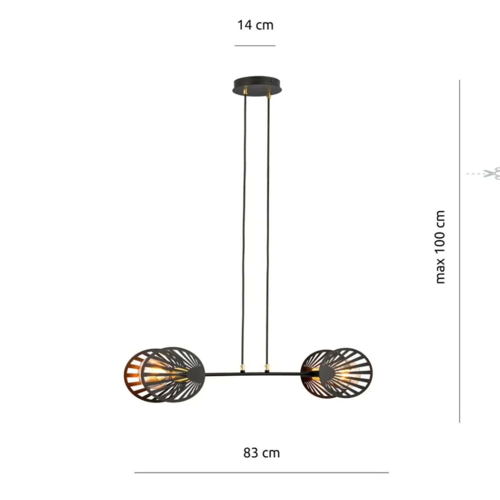 Sklep Kaja Lampa wisząca z ażurowymi osłonkami na żarówki 1146/2 PLAYA | Kaja czarny Store