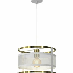Sklep Kaja Lampa wisząca z biało-złotym abażurem LX 4405 RIM | Kaja Oświetlenie Outlet