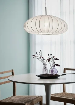 Sklep Kaja Lampa wisząca z białym tkaninowym kloszem 107940 | Kaja Oświetlenie Sale