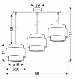 Sklep Kaja Lampa wisząca z bordowymi dodatkami 33-23988 TOSCANA | Kaja Shop