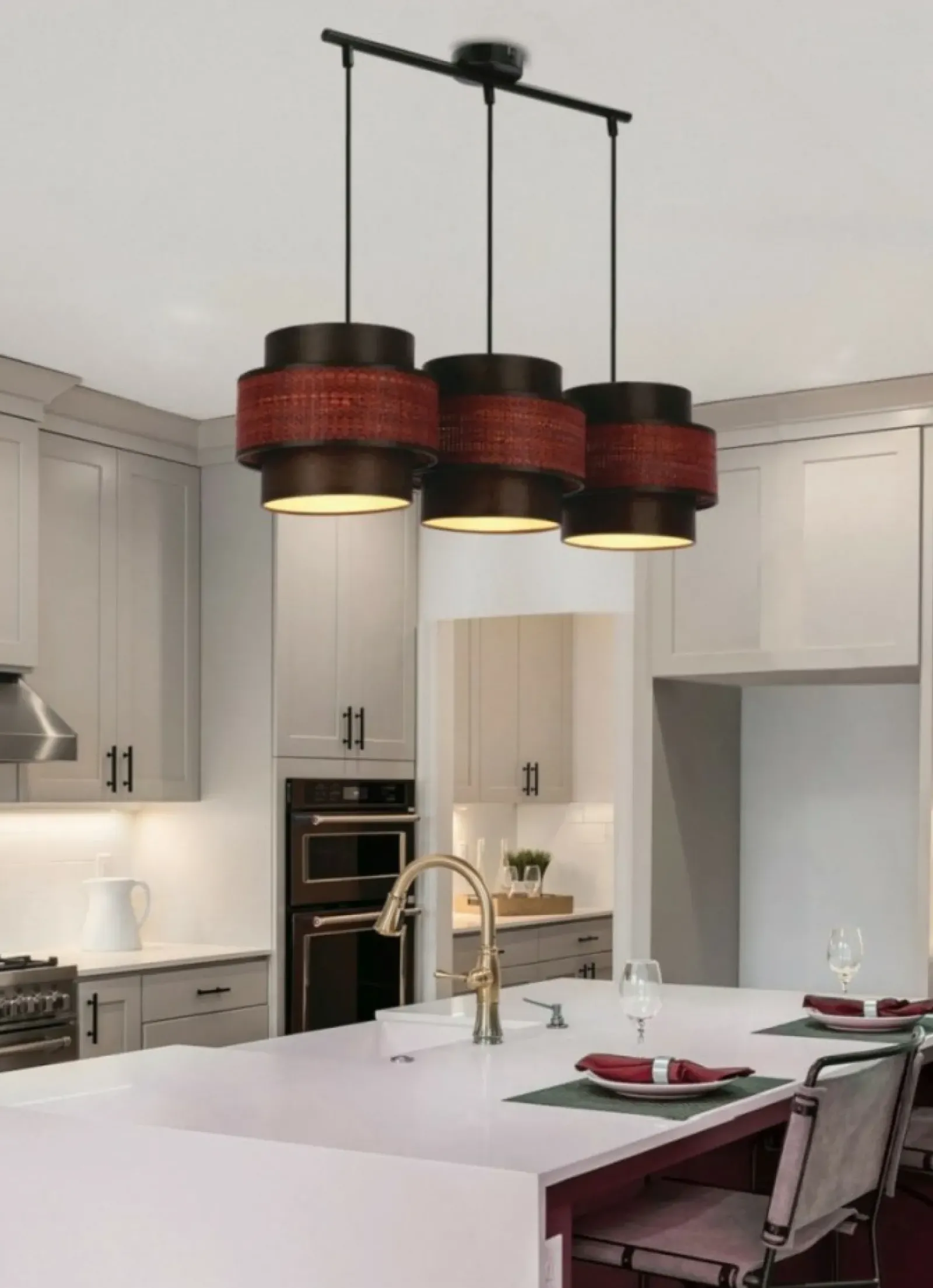 Sklep Kaja Lampa wisząca z bordowymi dodatkami 33-23988 TOSCANA | Kaja Shop