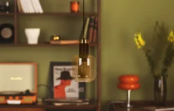 Sklep Kaja Lampa wisząca z bursztynowym kloszem K-5265 z serii DOKA | Kaja Shop
