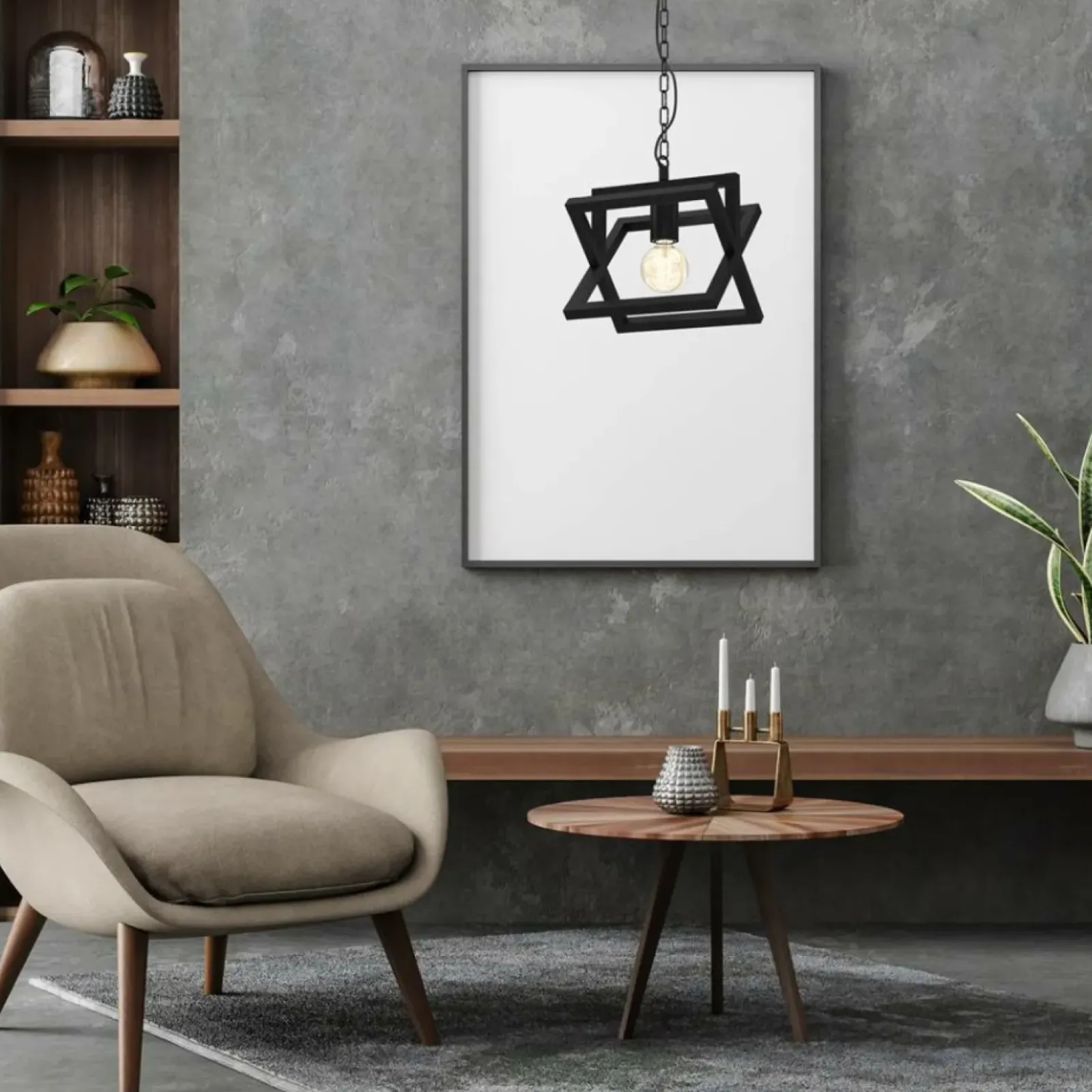 Sklep Kaja Lampa wisząca z czarną ramką, styl industrialny MLP8562 z serii ARNOLD | Kaja Oś Sale