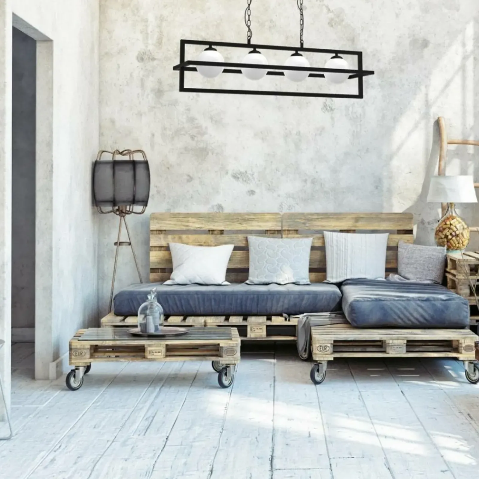 Sklep Kaja Lampa wisząca z czterema kloszami w ramce MLP8570 z serii DIEGO | Kaja Oświetlen Shop