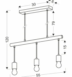 Sklep Kaja Lampa wisząca z drewnianą belką, nad stół 33-78063 IZZY | Kaja czarny Store