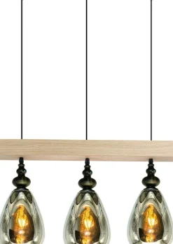 Sklep Kaja Lampa wisząca z drewnianą listwą 2045/3 WD MOKKA | Kaja Oświetlenie Online