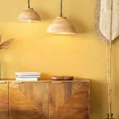 Sklep Kaja Lampa wisząca z drewnianym abażurem ABR-NLW35-BH-E27 BOHO | Kaja brązowy Best Sale