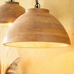 Sklep Kaja Lampa wisząca z drewnianym abażurem ABR-NLW35-BH-E27 BOHO | Kaja brązowy Best Sale