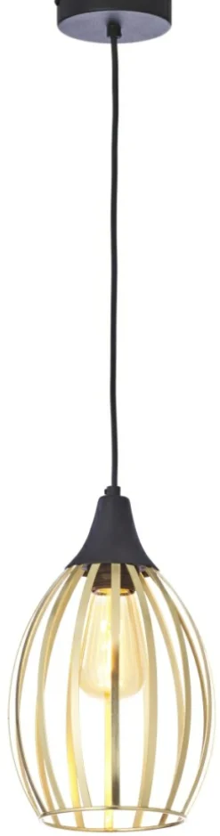 Sklep Kaja Lampa wisząca z drucianym kloszem TK 2816 LIZA GOLD | Kaja Oświetlenie czarny Outlet