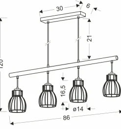 Sklep Kaja Lampa wisząca z drucianymi kloszami 34-78117 BERNITA | Kaja czarny Discount
