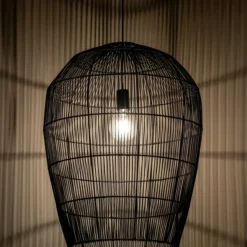 Sklep Kaja Lampa wisząca z dużym, plecionym abażurem 11168 HAITI | Kaja Cheap