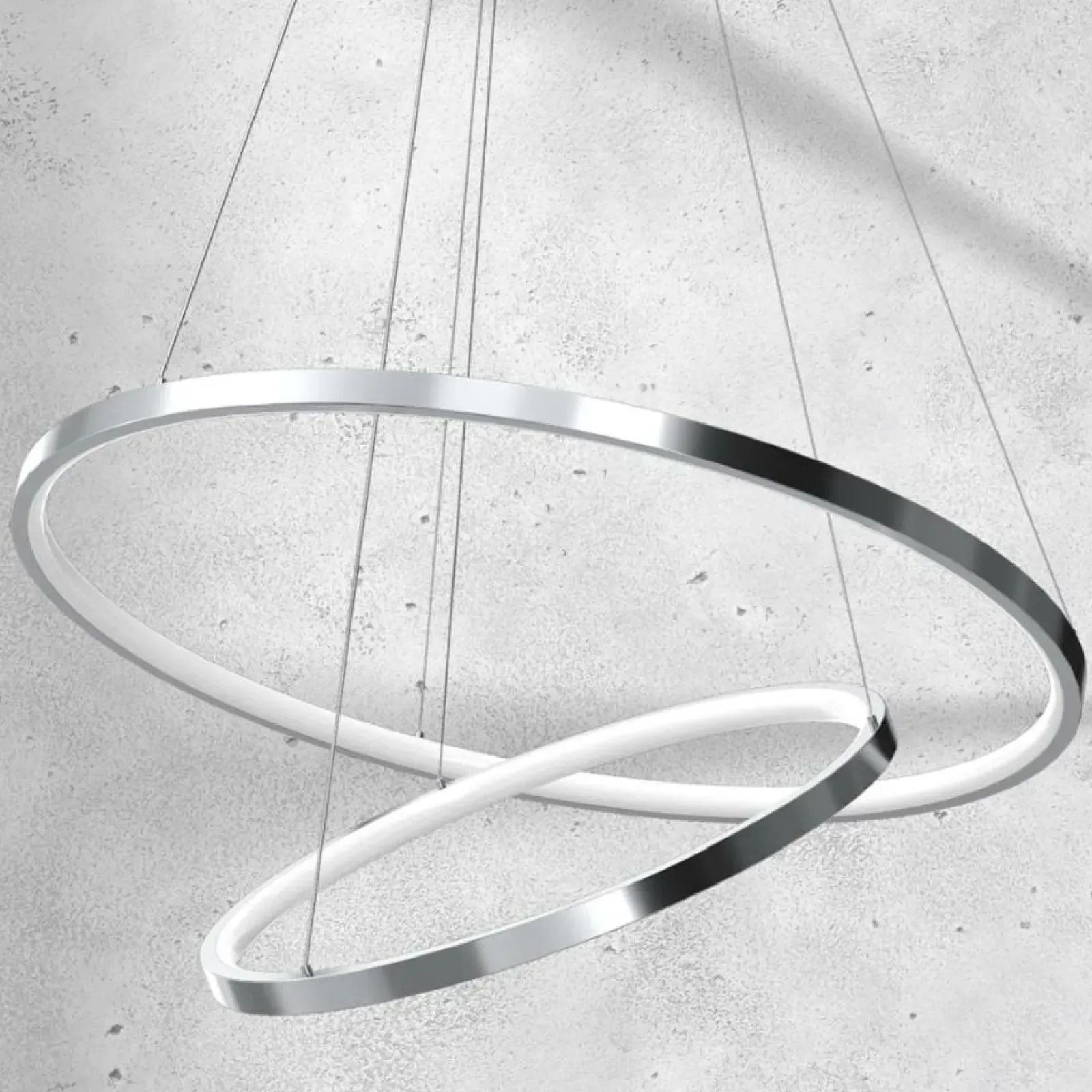 Sklep Kaja Lampa wisząca z dwoma okręgami, kolor chrom ML7943 z serii ROTONDA | Kaja Oświet Store