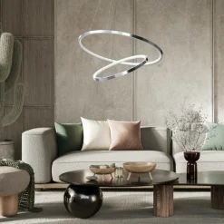 Sklep Kaja Lampa wisząca z dwoma okręgami, kolor chrom ML7943 z serii ROTONDA | Kaja Oświet Store