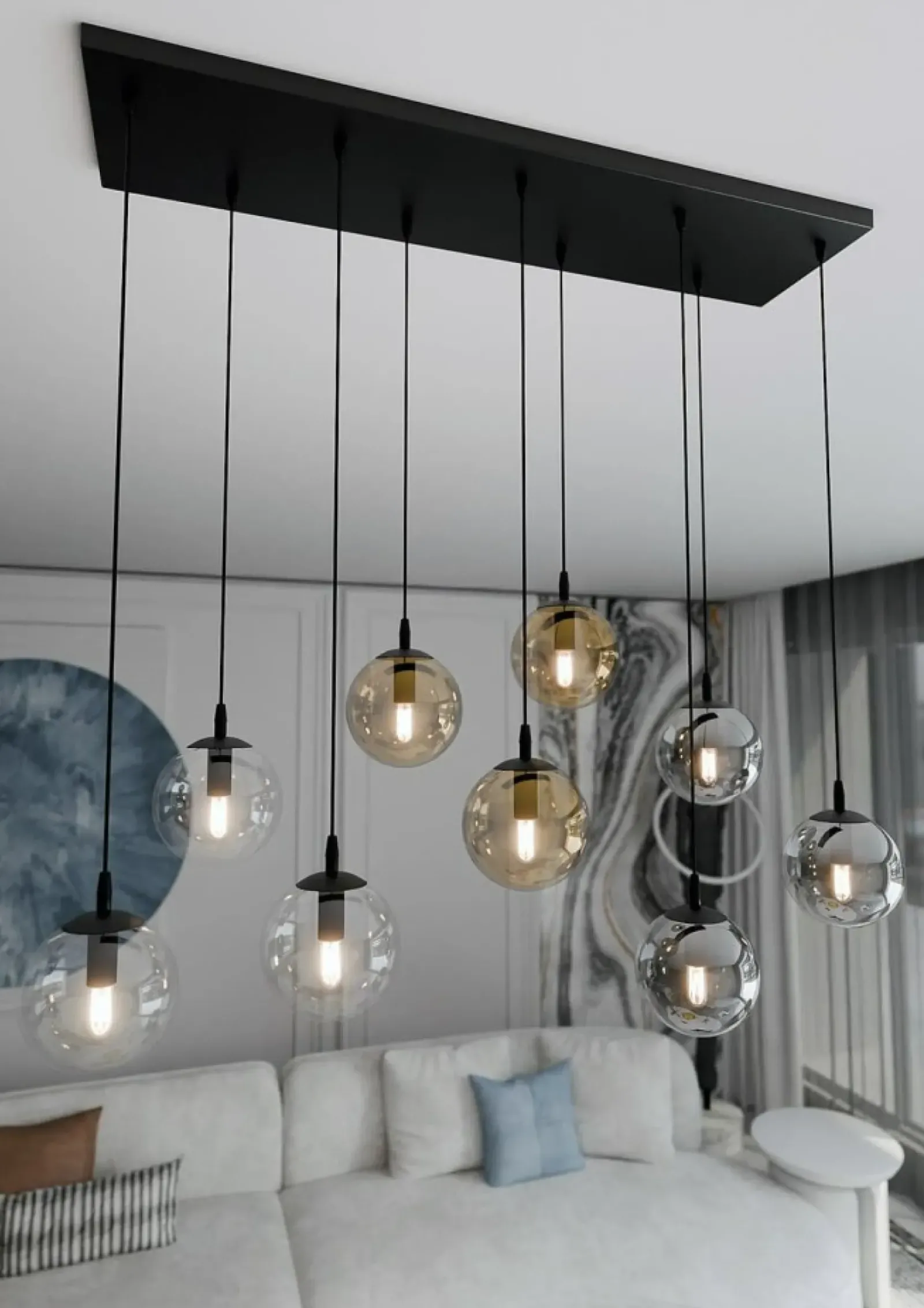 Sklep Kaja Lampa wisząca z dwukolorowymi kloszami 714/9M1 | Kaja Oświetlenie Fashion