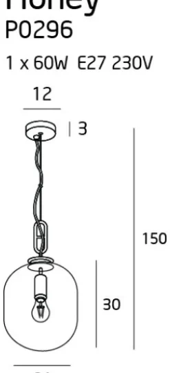 Sklep Kaja Lampa wisząca z dymionym kloszem Ø24cm MX P0296 HONEY | Kaja Best