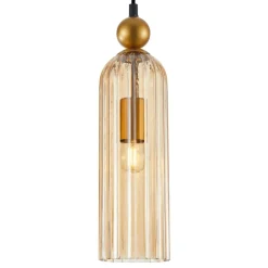 Sklep Kaja Lampa wisząca z efektownym kloszem PND-28636-1L-GD-AMB z serii LEVIE Cheap