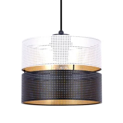 Sklep Kaja Lampa wisząca z eleganckim czarno-białym abażurem K-5290 z serii VEGA* Żyrandole Z Abażurem|Żyrandole Z Abażurami