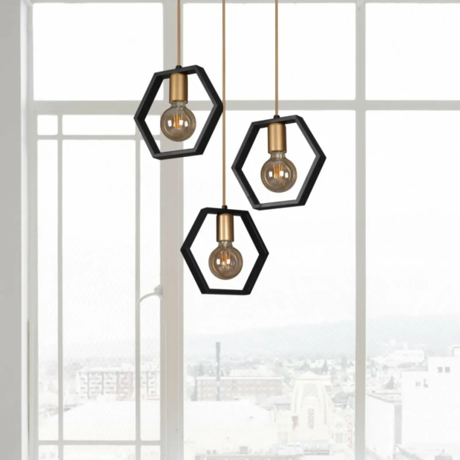 Sklep Kaja Lampa wisząca z geometrycznymi kloszami K-4722 HONEY | Kaja Clearance