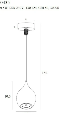 Sklep Kaja Lampa wisząca z głowicą w kształcie łezki MX P0435 COMET | Kaja Hot