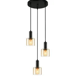 Sklep Kaja Lampa wisząca z kloszami PND-65342-3A-BK+AMB SANTIA | Kaja Oświetlenie Fashion