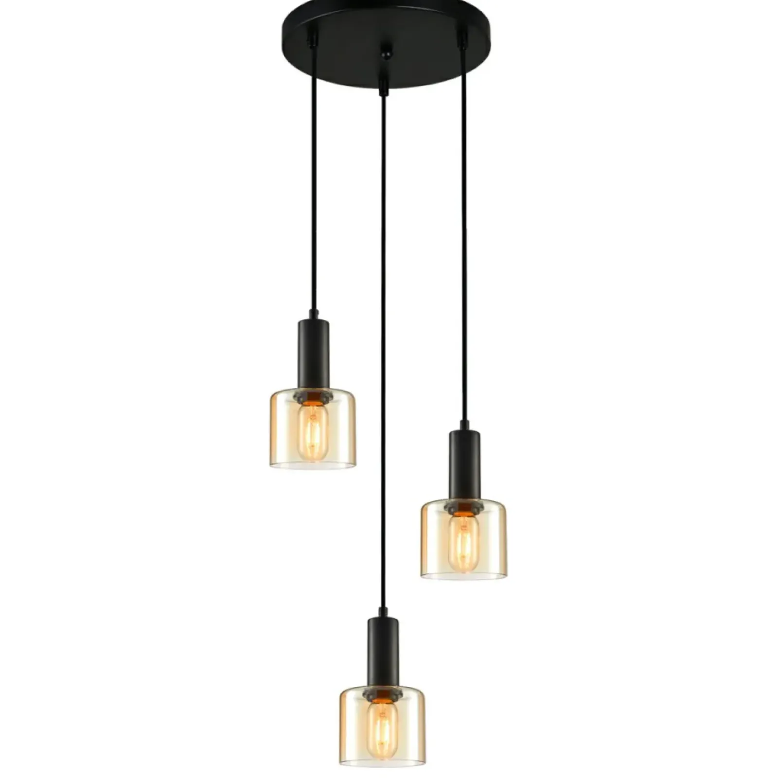 Sklep Kaja Lampa wisząca z kloszami PND-65342-3A-BK+AMB SANTIA | Kaja Oświetlenie Fashion