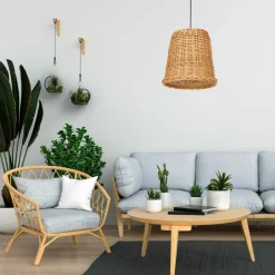 Sklep Kaja Lampa wisząca z kloszem z naturalnego materiału MLP7990 z serii VIMINI | Kaja Oś Fashion