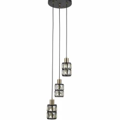 Sklep Kaja Lampa wisząca z kryształowymi kloszami PND-44236-3-BK-GD z serii MENFI Outlet