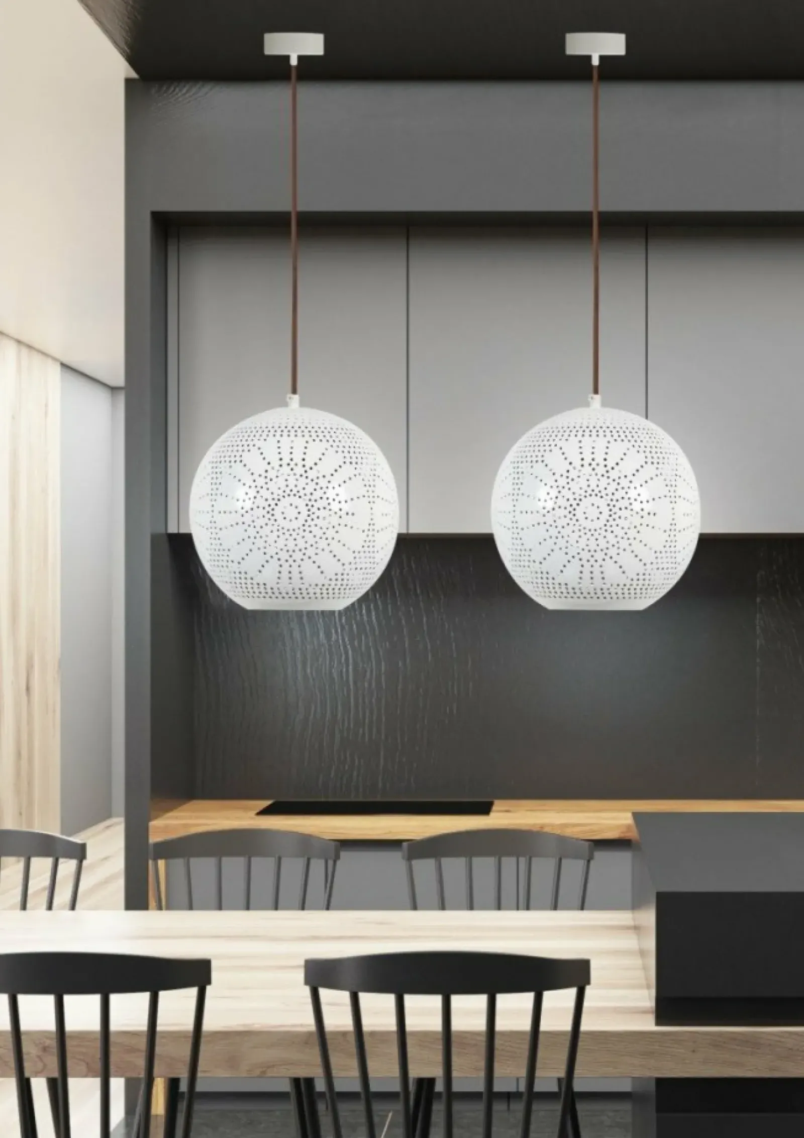 Sklep Kaja Lampa wisząca z kulisty kloszem 31-70586 BENE | Kaja Oświetlenie biały Best Sale