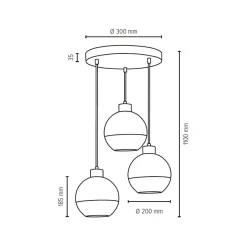 Sklep Kaja Lampa wisząca z kulistymi, ozdobnymi kloszami 1860374R LINEA | Kaja Outlet