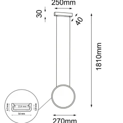 Sklep Kaja Lampa wisząca z małą obręczą LED ⌀27cm 3000K ANT 5306 AGARO | Kaja Store
