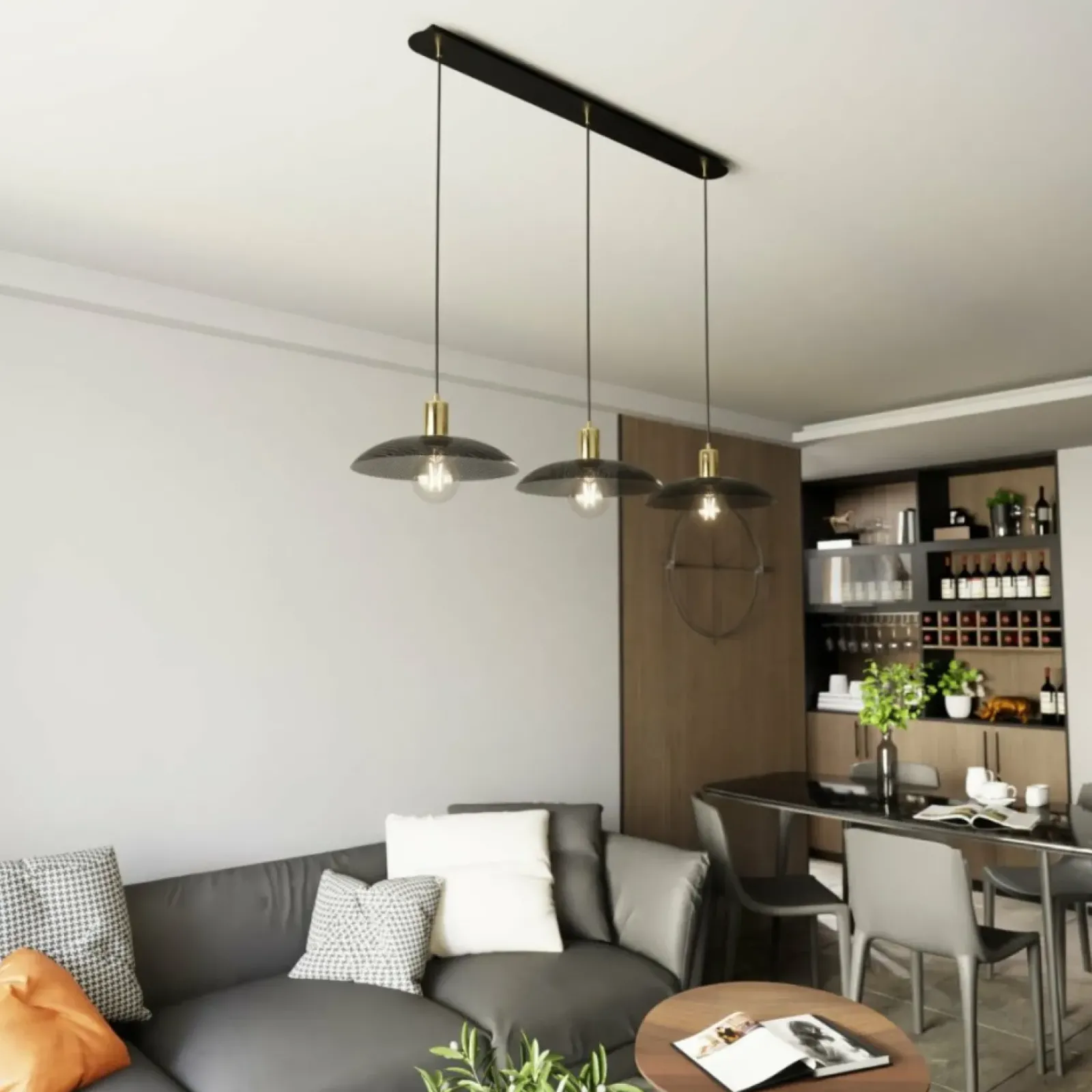 Sklep Kaja Lampa wisząca z metalowymi kloszami 1320/3 SPIRIT | Kaja Oświetlenie czarny Shop