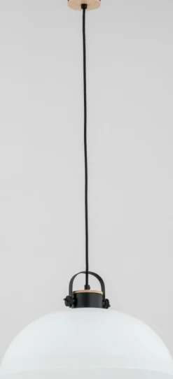Sklep Kaja Lampa wisząca z mlecznym kloszem, zdobiona drewnem AL 60584 | Kaja Outlet