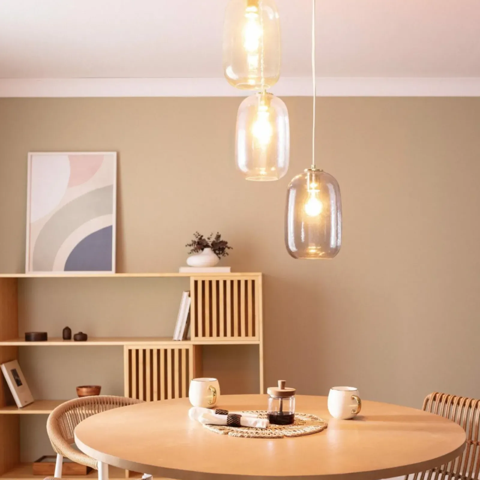 Sklep Kaja Lampa wisząca z obłymi, szklanymi kloszami ABR-3SKCLA CLARO | Kaja złoty Outlet