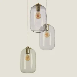 Sklep Kaja Lampa wisząca z obłymi, szklanymi kloszami ABR-3SKCLA CLARO | Kaja złoty Outlet