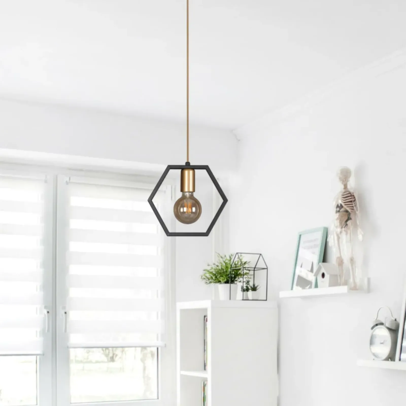 Sklep Kaja Lampa wisząca z ozdobną ramką heksagon K-4720 HONEY | Kaja Oświetlenie Shop