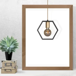 Sklep Kaja Lampa wisząca z ozdobną ramką heksagon K-4720 HONEY | Kaja Oświetlenie Shop