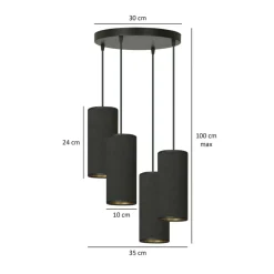 Sklep Kaja Lampa wisząca z pięcioma abażurami 1067/4PREM BENTE PREMIUM | Kaja czarny Clearance