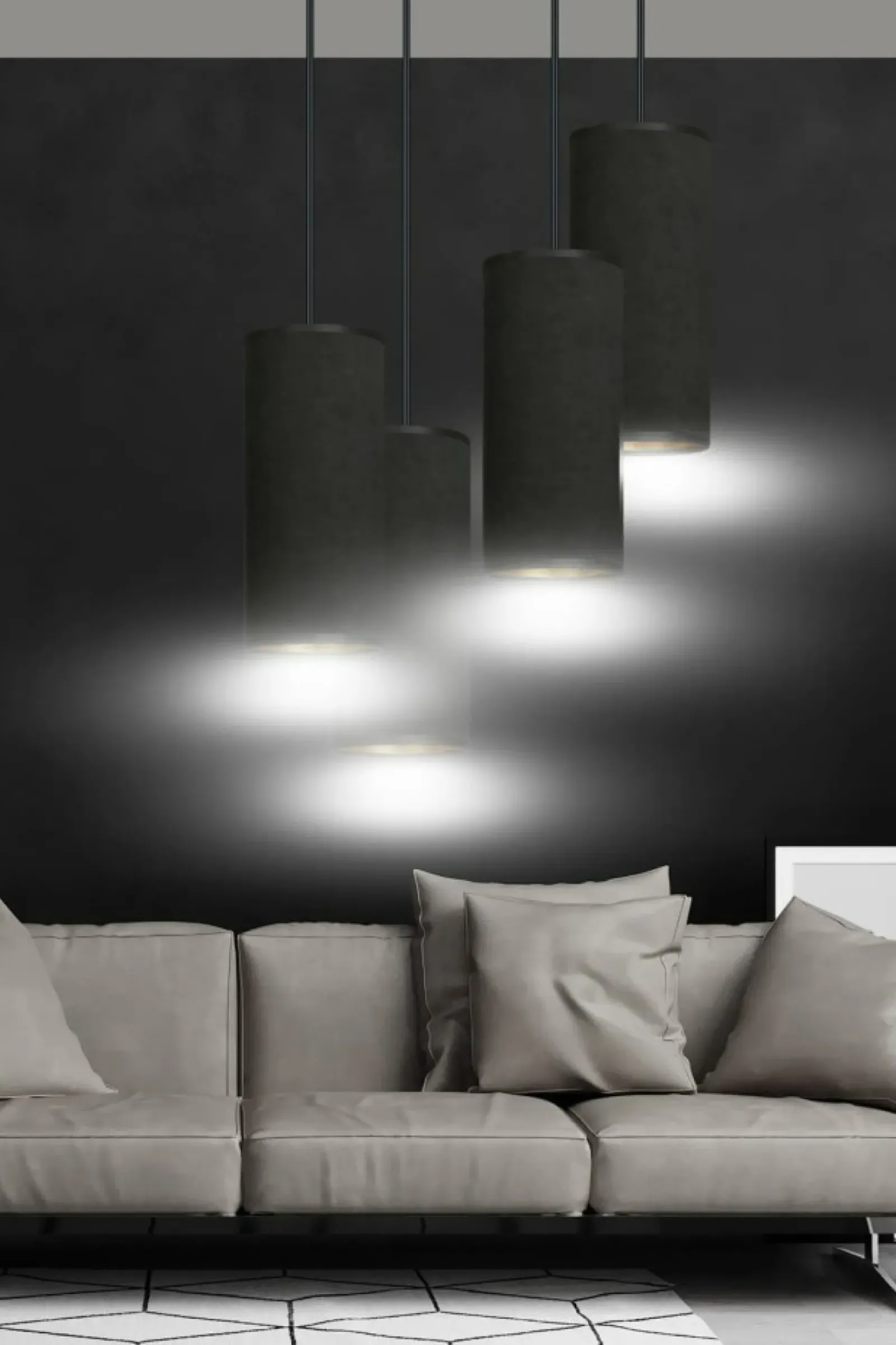 Sklep Kaja Lampa wisząca z pięcioma abażurami 1067/4PREM BENTE PREMIUM | Kaja czarny Clearance