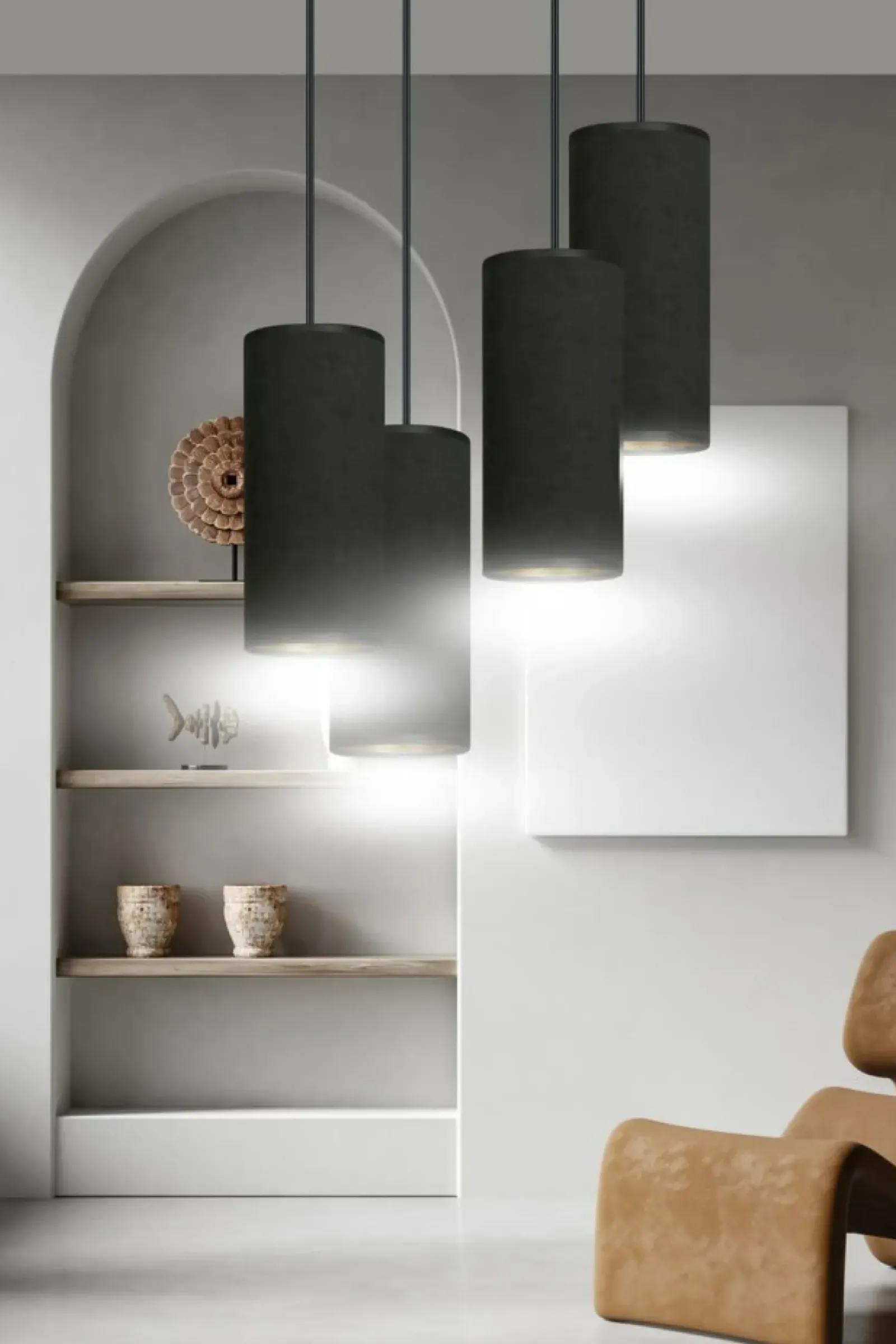 Sklep Kaja Lampa wisząca z pięcioma abażurami 1067/4PREM BENTE PREMIUM | Kaja czarny Clearance