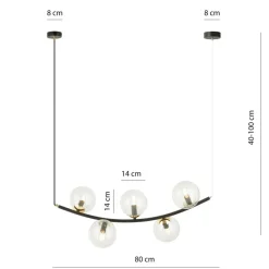 Sklep Kaja Lampa wisząca z pięcioma przezroczystymi kloszami 1296/5 z serii RITZ Best Sale