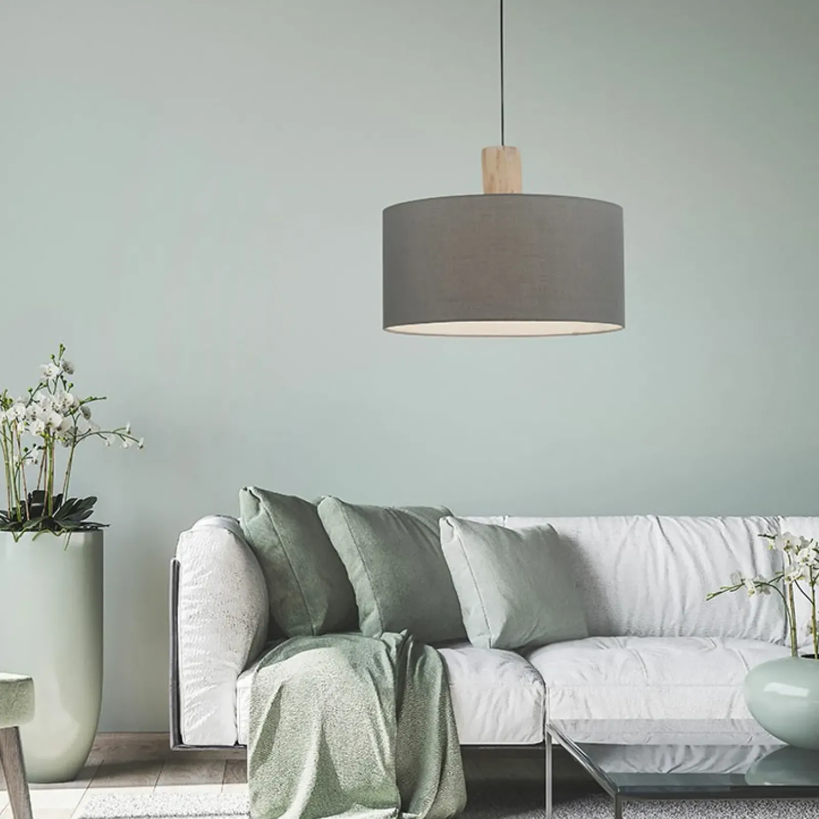 Sklep Kaja Lampa wisząca z m abażurem 15112-15 z serii LINEN | Kaja szary Sale