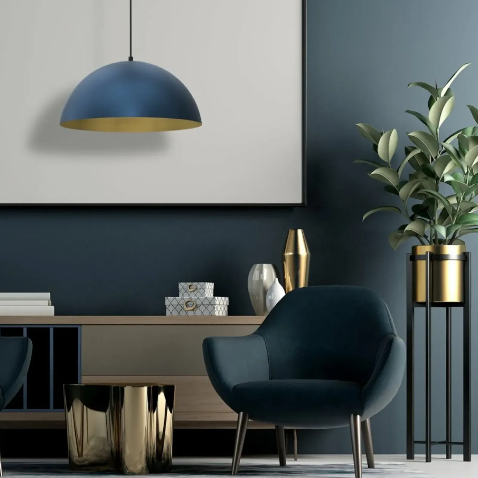 Sklep Kaja Lampa wisząca z szerokim kloszem, niebieskim MLP8289 z serii BETA | Kaja Oświetl Outlet