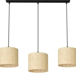 Sklep Kaja Lampa wisząca z trzema abażurami, w stylu boho LX 5281 z serii RATTAN beżowy Outlet